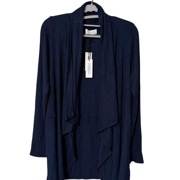 VELVET GRAHAM & SPENCER Navy Bertha Open Textured Cardigan Sweater NWT Small - Picture 1 of 10